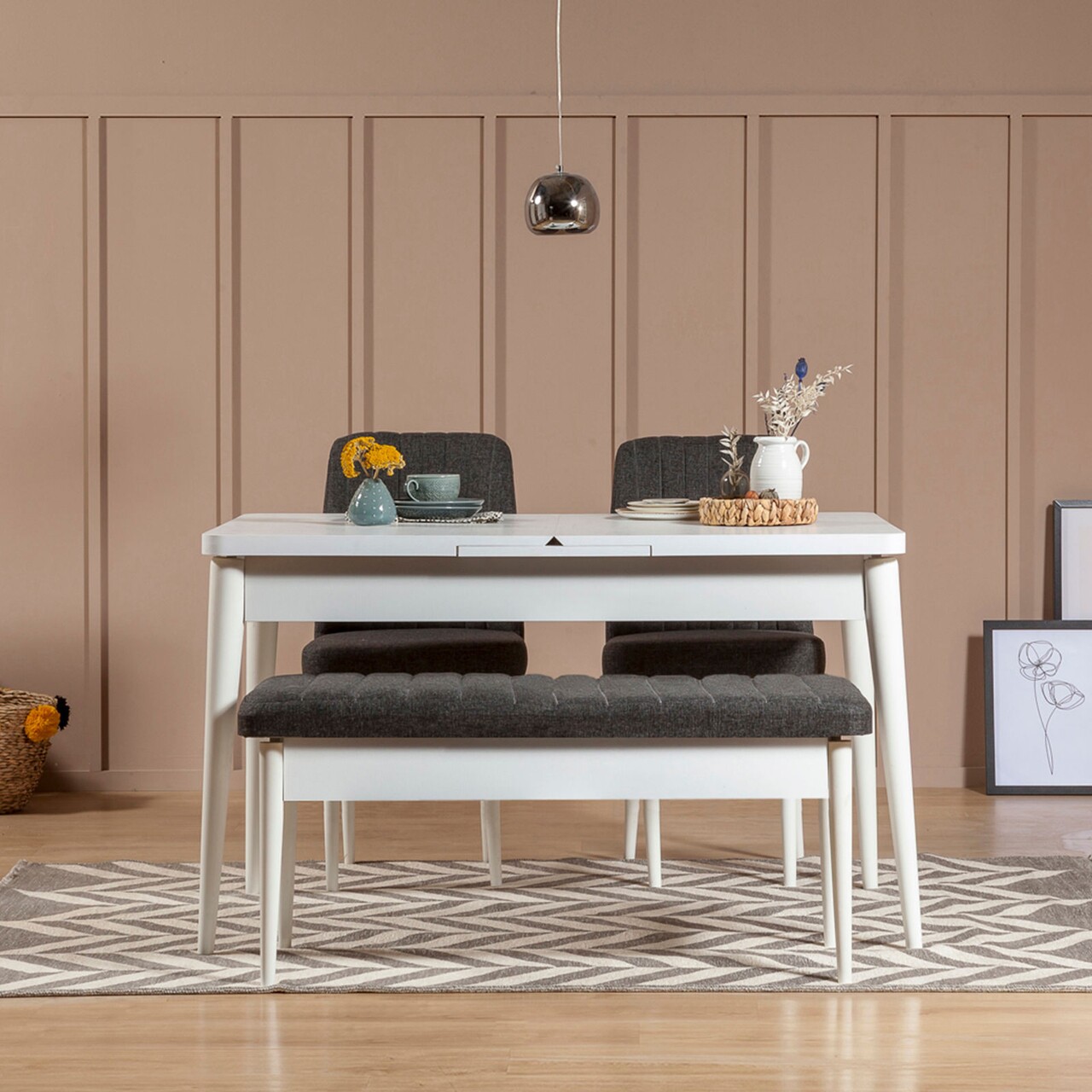 Bancheta Vina 1053 - Anthracite, White, Vella, 110x40x51 cm - imagine 7